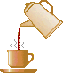 ポットと熱々コーヒー